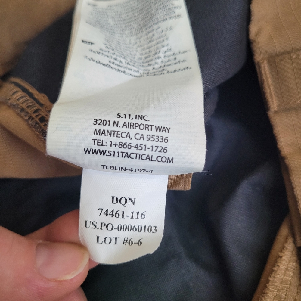 5.11 Tactical Chino Pants 34x32 Khaki Brown Light Military Straight Flat Front - Picture 8 of 9
